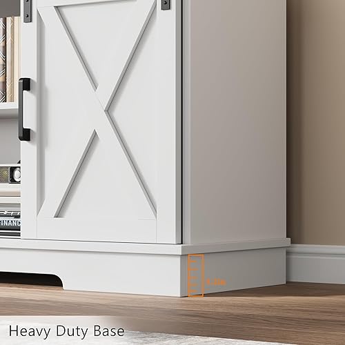 Miniatura 9 de IDEALHOUSE Soporte de TV de granja para televisores de 65 pulgadas, centro de entretenimiento con puertas corredizas de granero y estante ajustable,