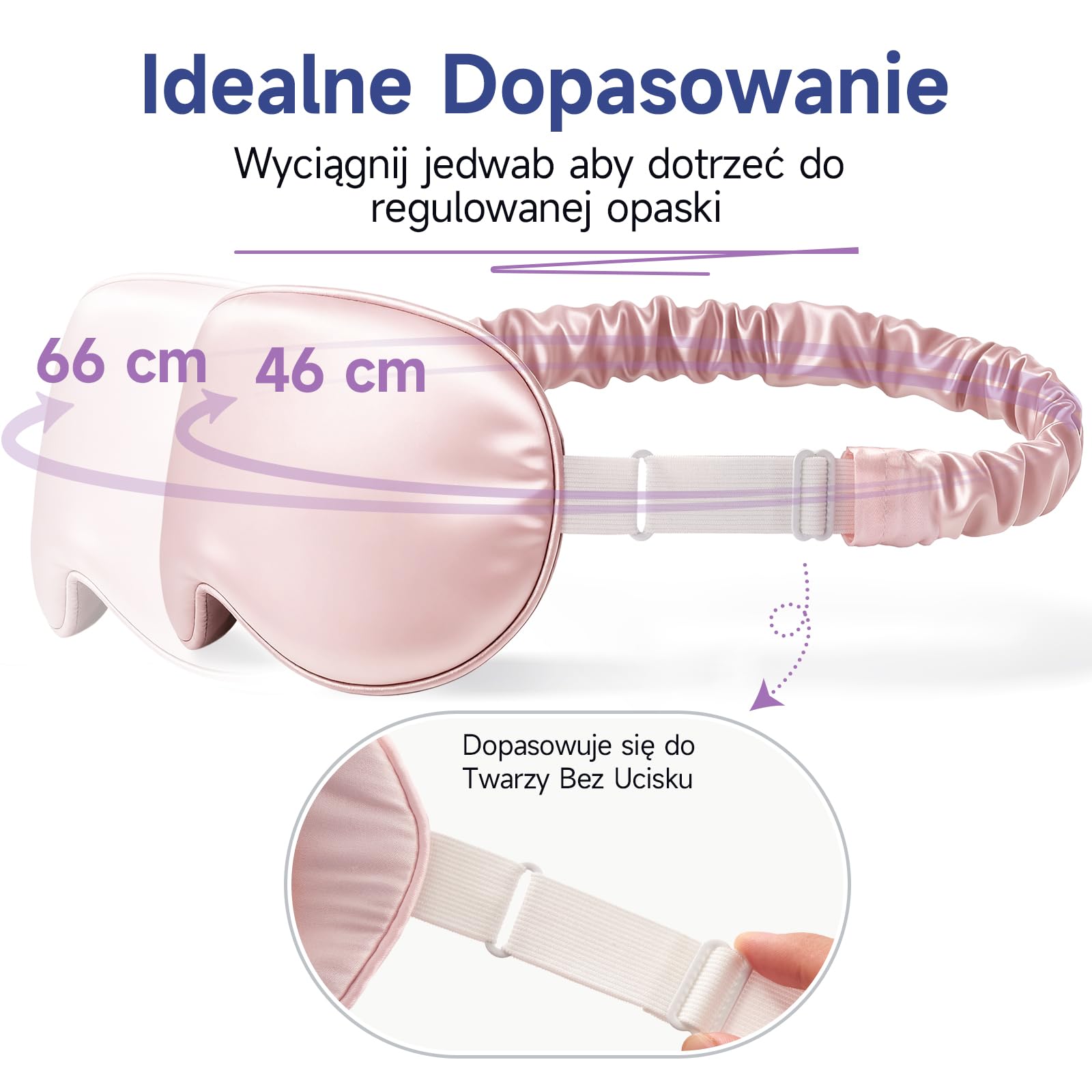 Umisleep 100% czysty jedwab maska do spania, 22 momme, 6A, miękka i gładka, oddychająca maska do spania z jedwabiu dla kobiet i mężczyzn, lepsze uszczelnienie światła, z etui podróżnym, regulowana