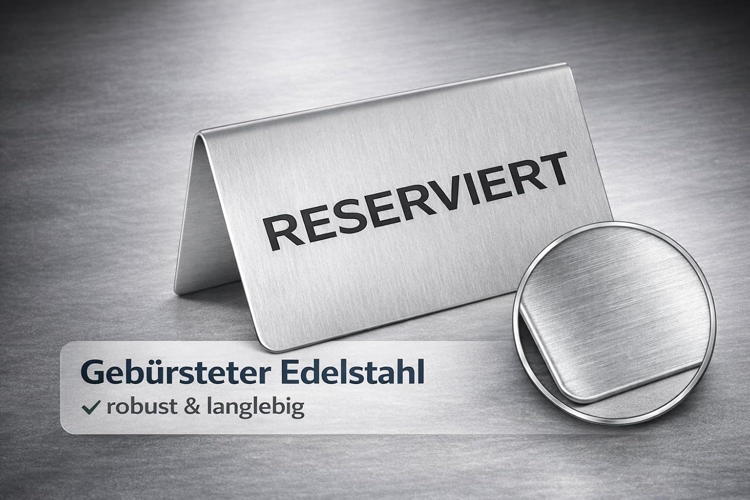 24-er Reserviert Schilder Gastronomie – Edelstahl rostfrei – kratzfeste Oberfläche – lange Lebensdauer – klassisches Design - Tischaufsteller für Restaurant, Hotel oder Events – 10x5cm