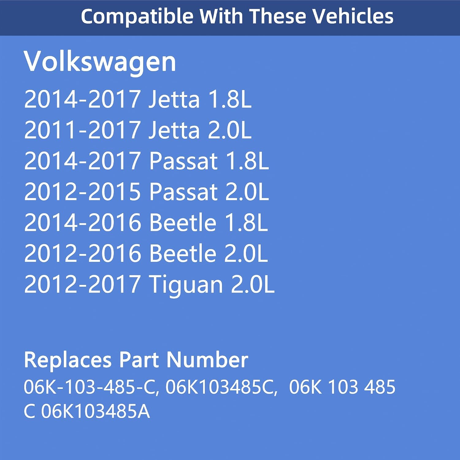 Engine Oil Filler Cap For Volkswagen Jetta Passat Beetle Tiguan CC, 2011 2012 2013 2014 2015 2016 2017, 1.8L 2.0L, 06K103485C