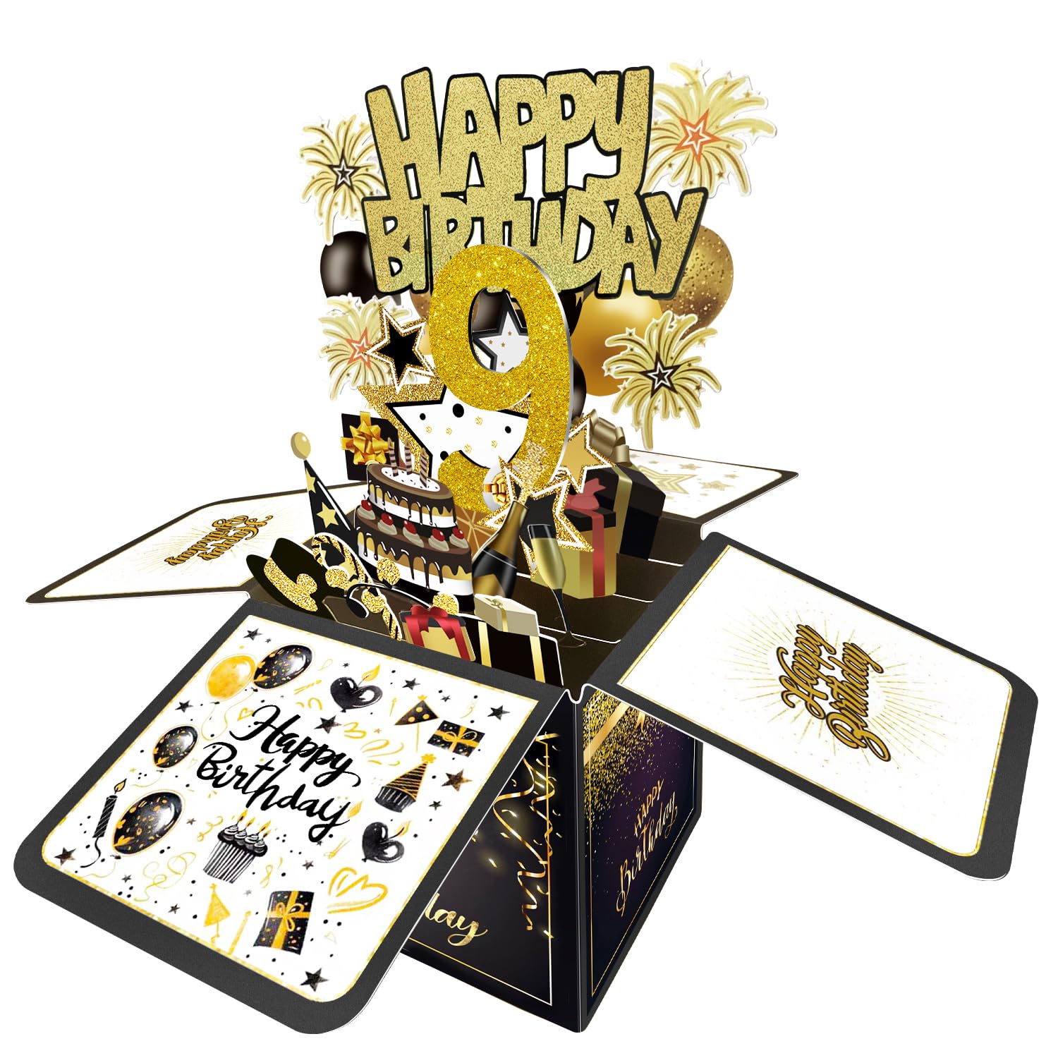 9th Birthday Card, 9th Birthday Decorations for Girls Boys, Happy Birthday 3D Cards for 9 Year Old Daughter Son, Birthday Gift Box for Grandson Granddaughter