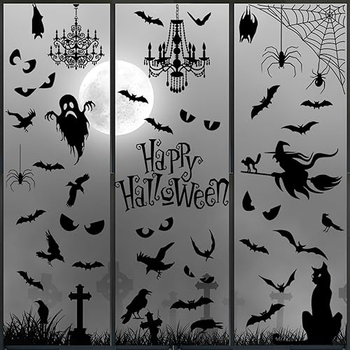 Miniatura 3 de Silueta de Halloween para ventana, calcomanías de pared de silueta de Halloween, calcomanías de pared extraíbles de Halloween, decoración de