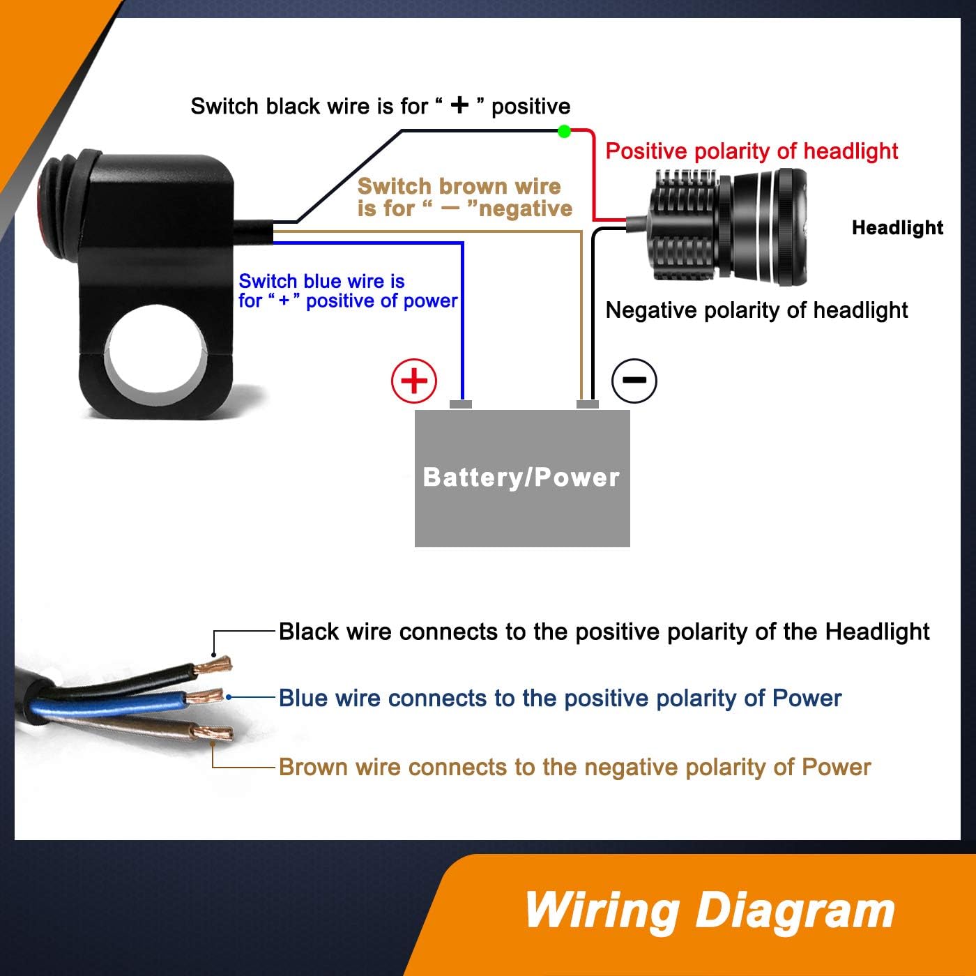 Motorcycle Handlebar Switch ATV Handlebar Light Switch 12V CNC Aluminium Alloy Push Botton Waterproof Switches for Motorcycle Light Bike Light Spotlight- Fits 7/8" Handlebars (22mm) : Automotive