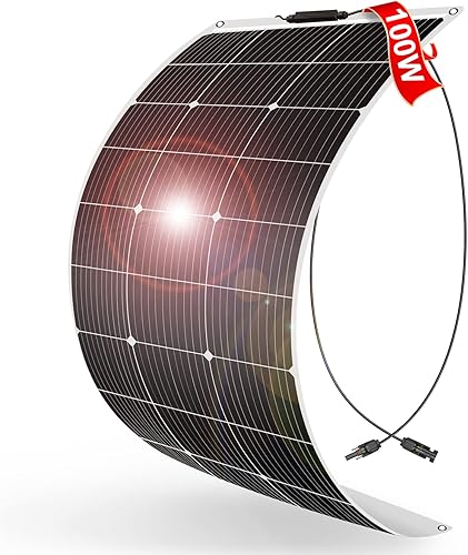 Miniatura 1 de DOKIO Panel solar flexible de 4 x 100 W (400 W) semi-flexible flexible flexible 12 V monocristalino fuera de la red para RV, barco, cabaña,