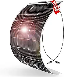 DOKIO Painel Solar Semi-Flexível 100W 12V Filme Fino Dobrável Monocristalino Leve (4,9lb) para Caravana RV Barco Camper Trailer
