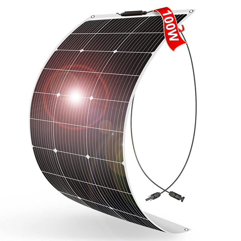 Painel Solar Flexível DOKIO 100 W 18 V com ETFE e Conectores MC4 para Sistemas de 12 V