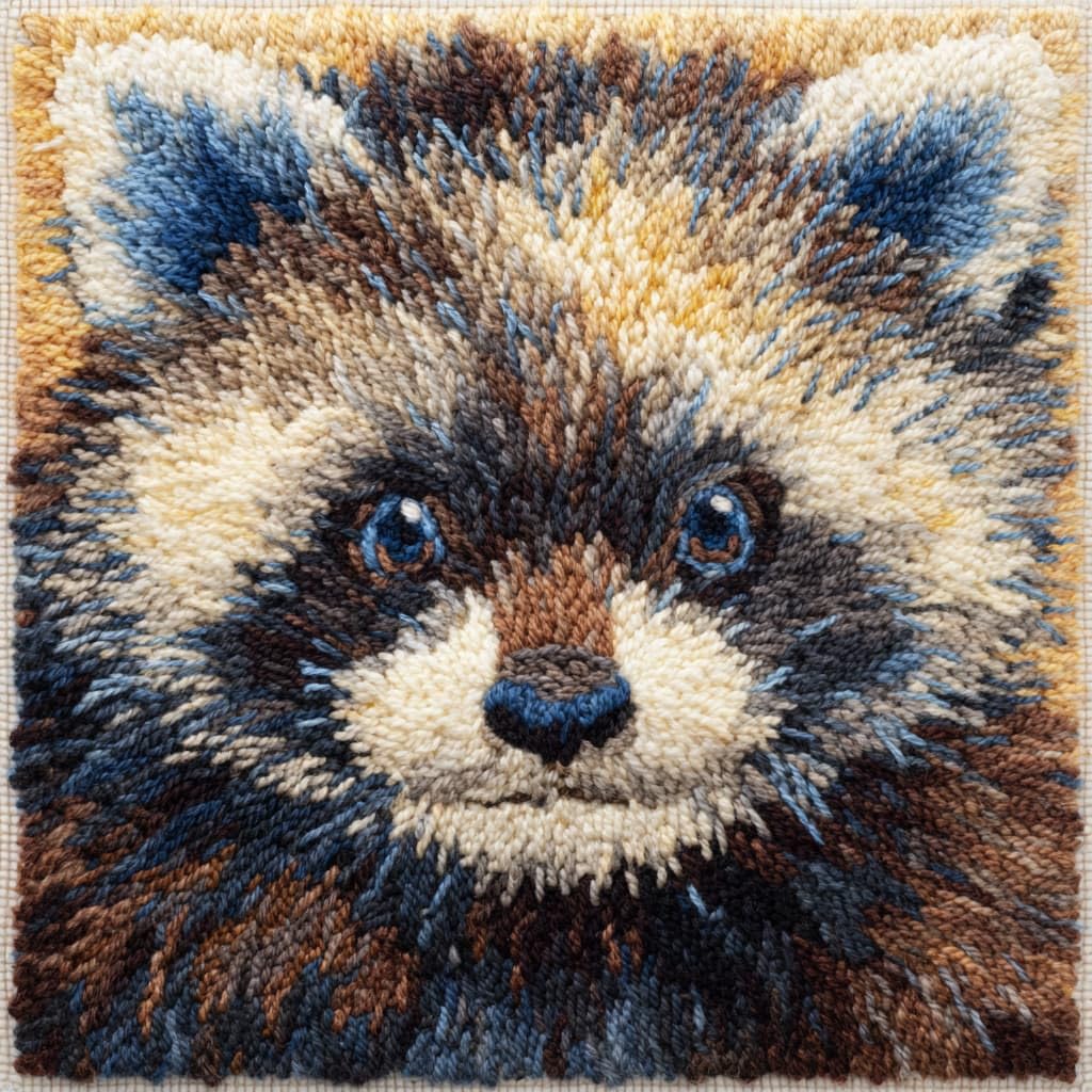 WallustrioaW Latch Hook Kits for Adults,Animal Raccoon