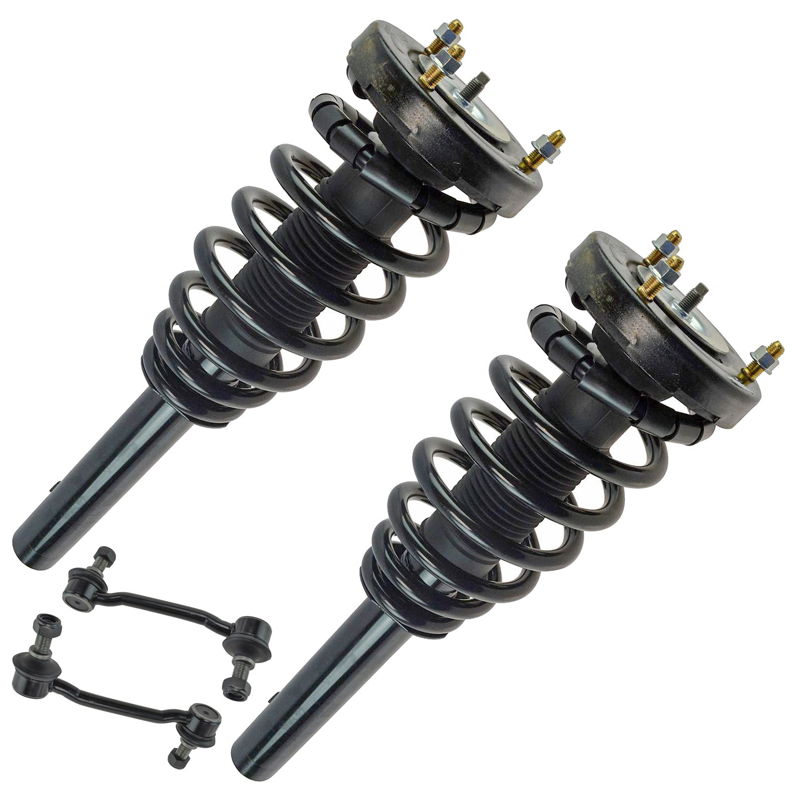 TRQ 4 Piece Kit Strut Shock Coil Spring Assembly Stabilizer Sway Bar ...