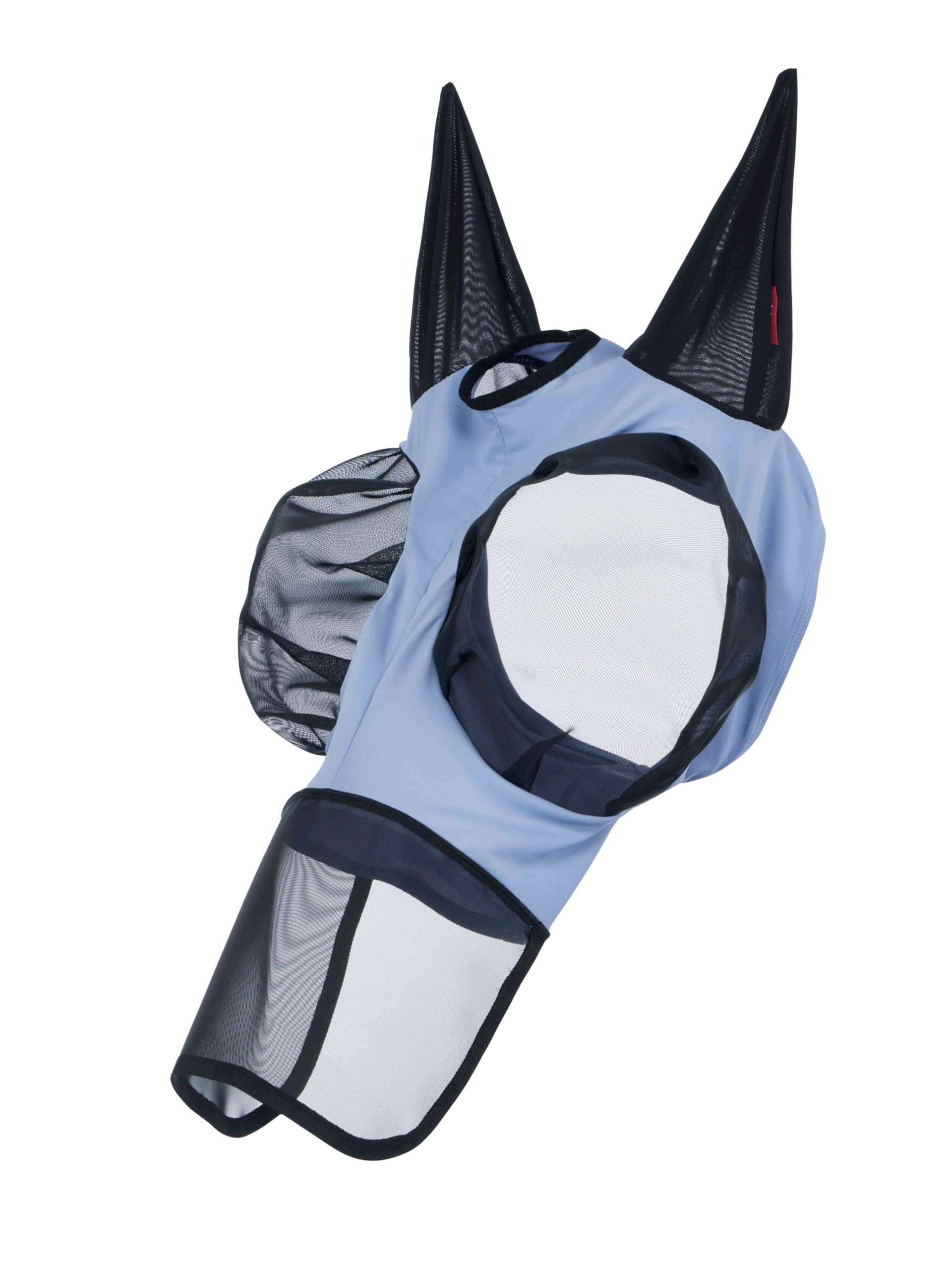 LeMieux Bug Relief Full Fly Mask - Pull On Design - Bug-Eye Eye Darts - Breathable Mesh Ears - Powder Blue - XLarge