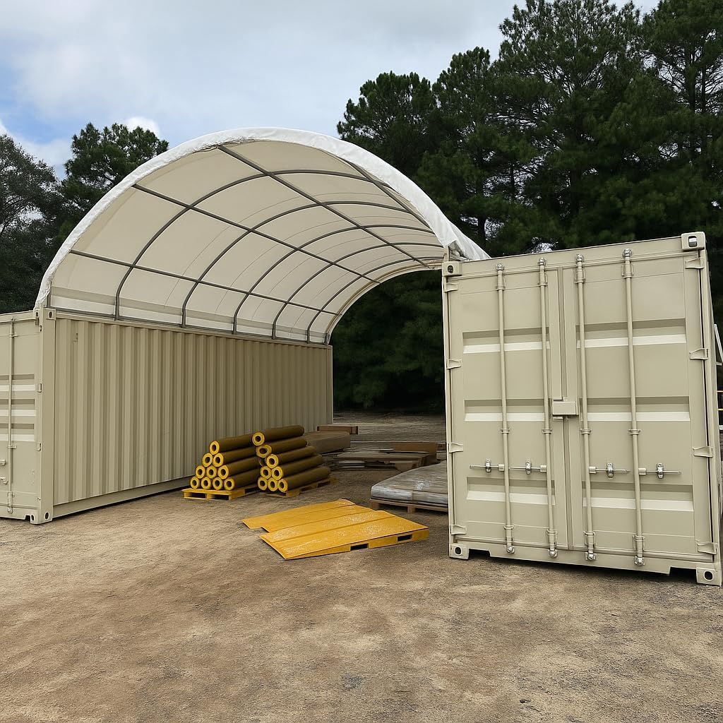 Chery Industrial Shipping Container Canopy Shelter, Stable & Durable Cover Storage Container Roof (20'x40' 11oz PE)