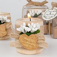 Vista 2 de 12 portavelas de madera para velas de té, regalos de agradecimiento de boda para invitados, centros de mesa de bautismo/despedida de soltera