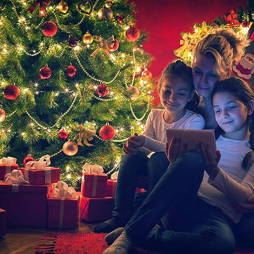Miniatura 6 de Guirnalda de luces de Navidad, 33 pies, 100 luces LED para árbol de Navidad, tira de luces para interiores, 8 modos con enchufe de extremo a