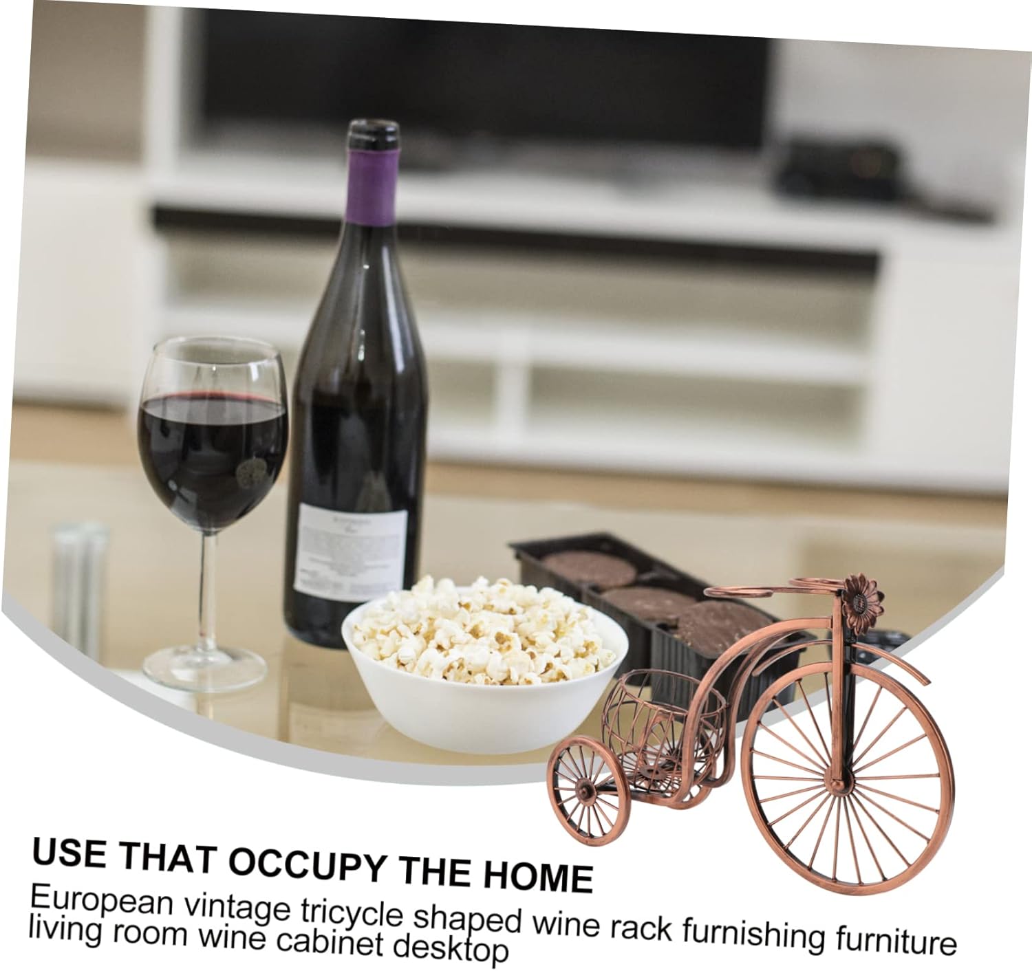 PRETYZOOM Decorative Wine Storage Rack Retro Tricycle Ornament Tabletop Wine Rack Home Decor and Beer Holder