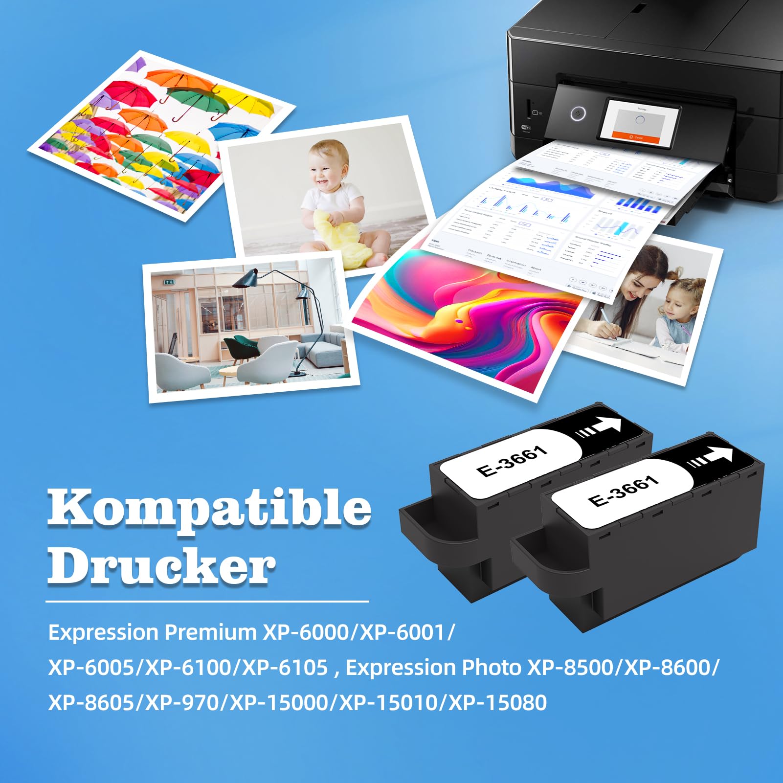 Nextpage T3661 Scatola di manutenzione C13T366100 Compatibile con Epson Xp 6000 XP-8500 XP-8505 XP-8600 XP‑8605 XP-15000 XP-6000 XP-6001 XP-6005 XP-6100 XP-6105 XP-9705 Stampante (T366) 61 scatola di