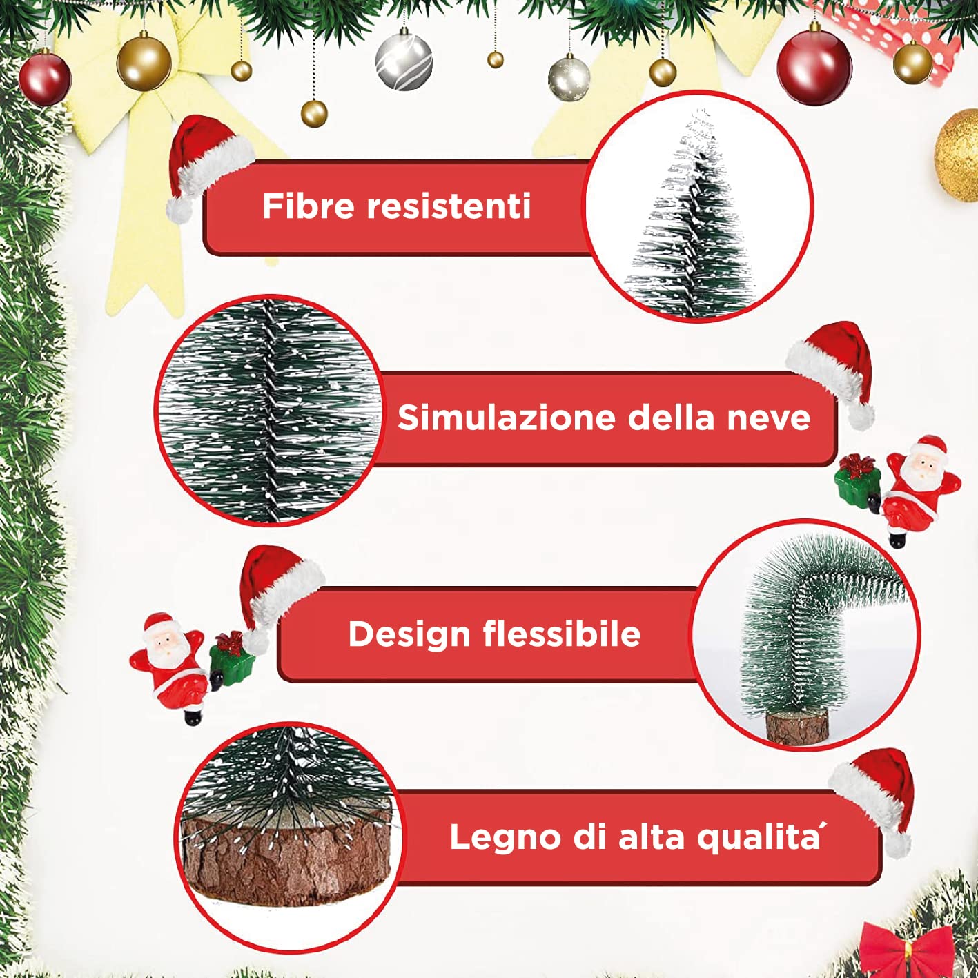 9 pezzi albero di natale piccolo – alberelli di natale piccoli, decorazio mini albero di natale, albero natale piccolo, per decorare soggiorno, tavolo, alberi di natale piccoli 3 misurare(10/15/20cm