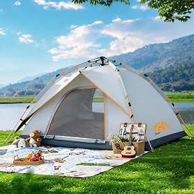 Barraca de Acampamento a Prova d'água,Barraca Camping Automático 3-4 Pessoas 210 * 210 * 138cm
