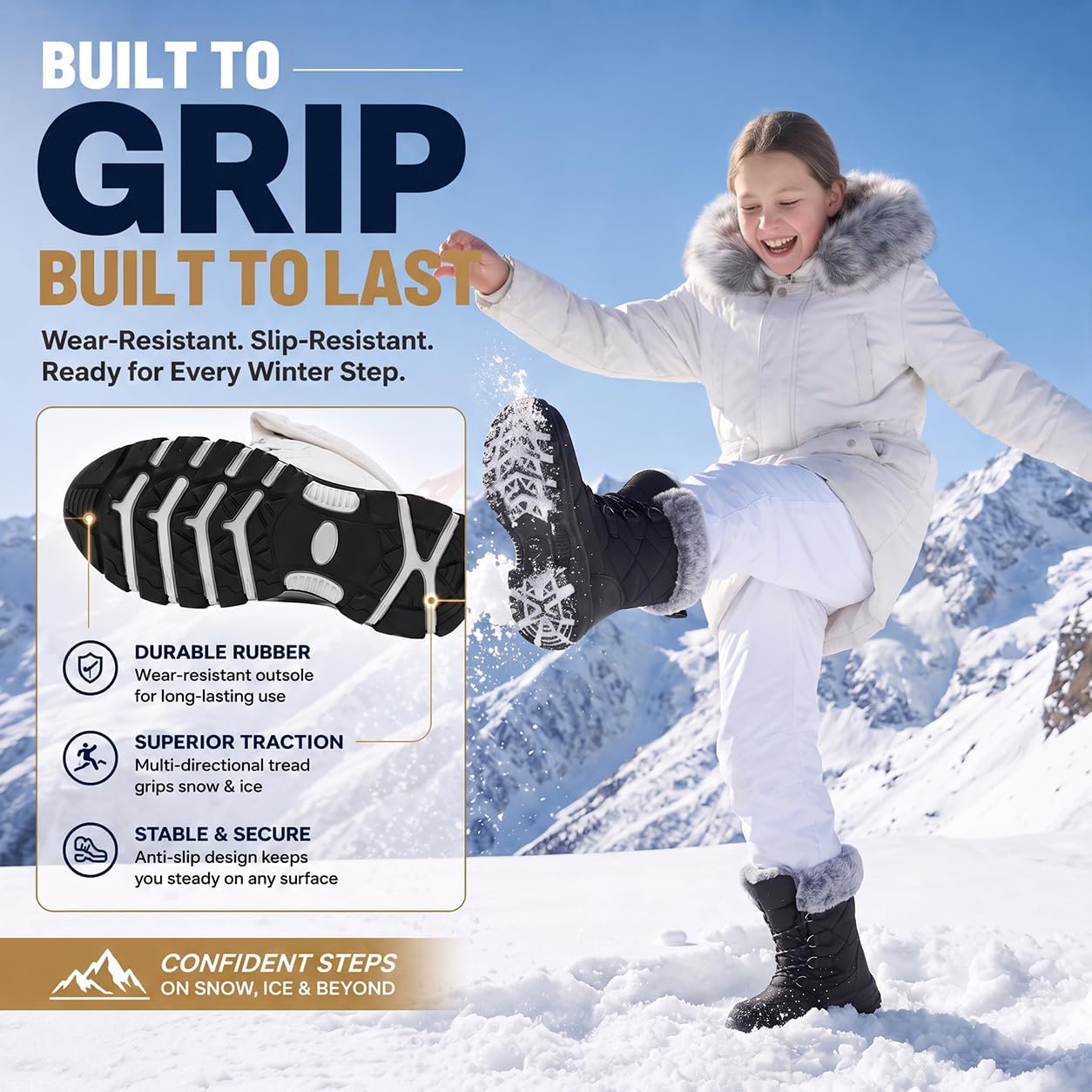 Kids Winter Snow Boots Waterproof Cold Weather Shoes For Girls Boys