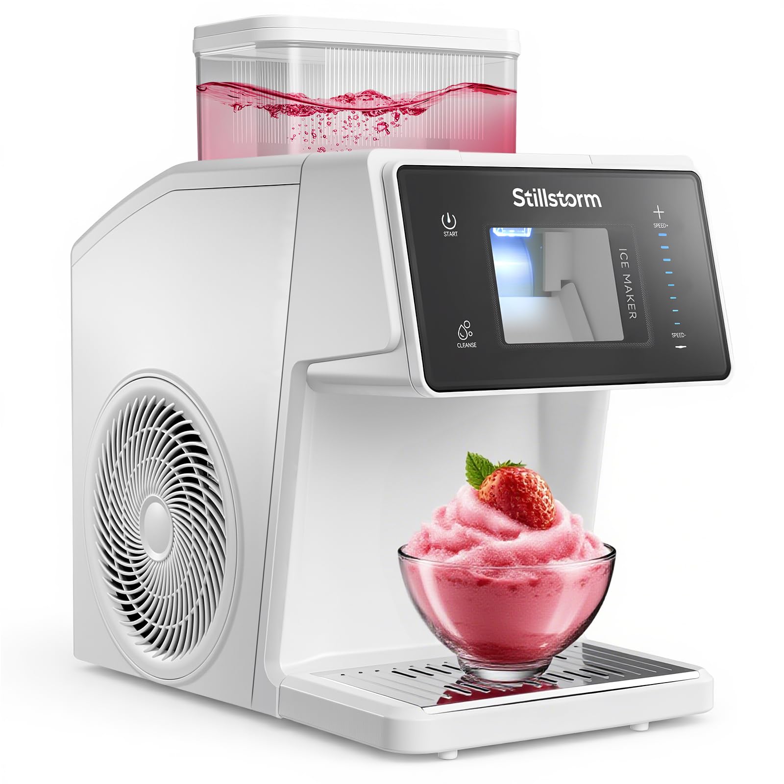 Stillstorm Shaved Ice Machine Snow Cone Maker No Ice Needed，Snowflake Machine with RapidChill Technology, Auto-Clean SUS304, Adjustable Speed