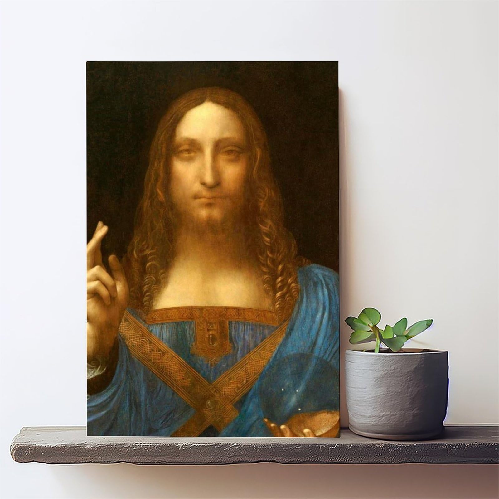 Póster restaurado de Salvator Mundi Leonardo Da Vinci para dormitorio, lienzo decorativo para pared, oficina, habitación, marco de regalo, 30 x 45 cm