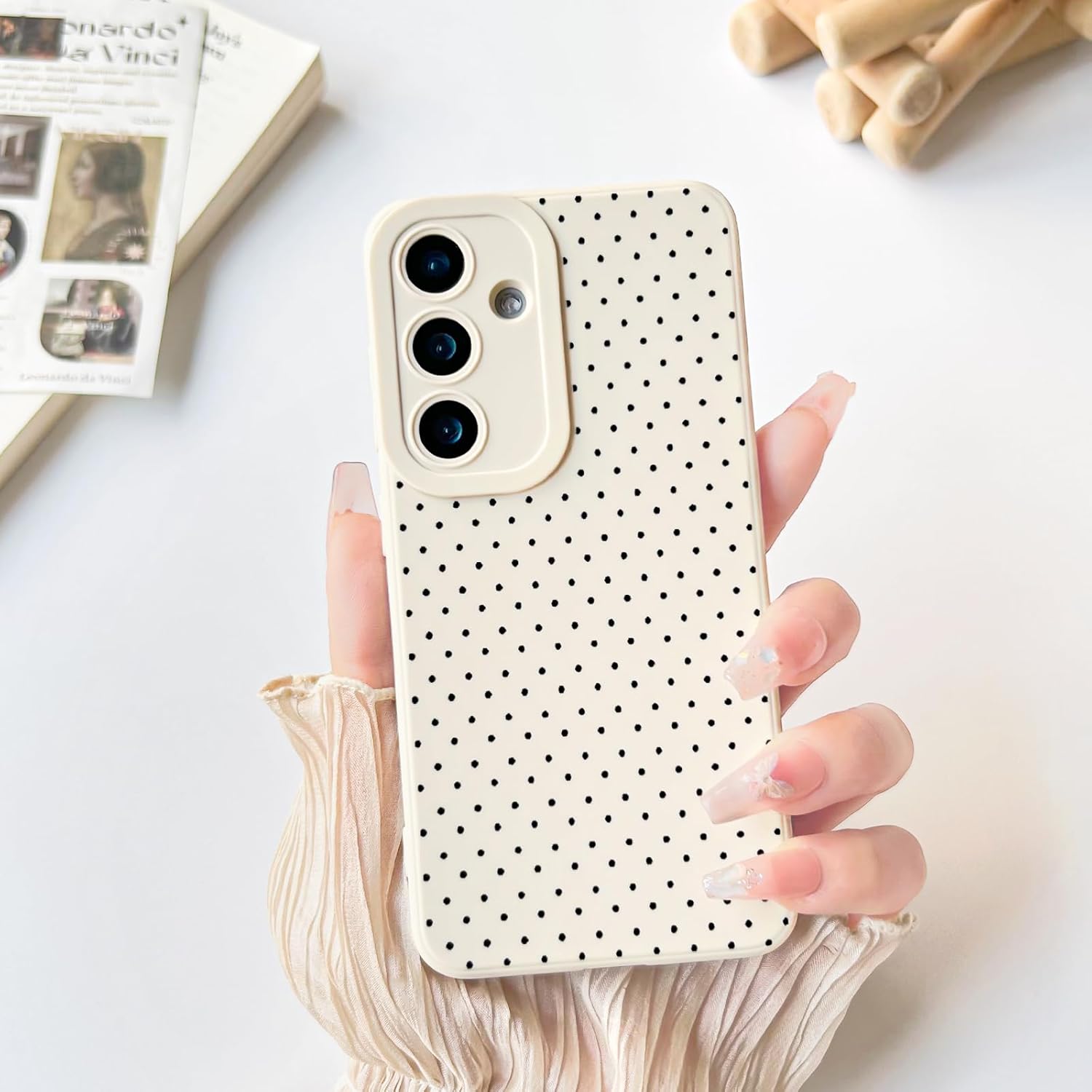 Lovmooful Compatible for Samsung Galaxy S25 Case Cute Polka Dot with Aesthetics Design for Girls Women Soft TPU Shockproof More Protective Girly for Samsung Galaxy S25 Case-White&Black - Image 4
