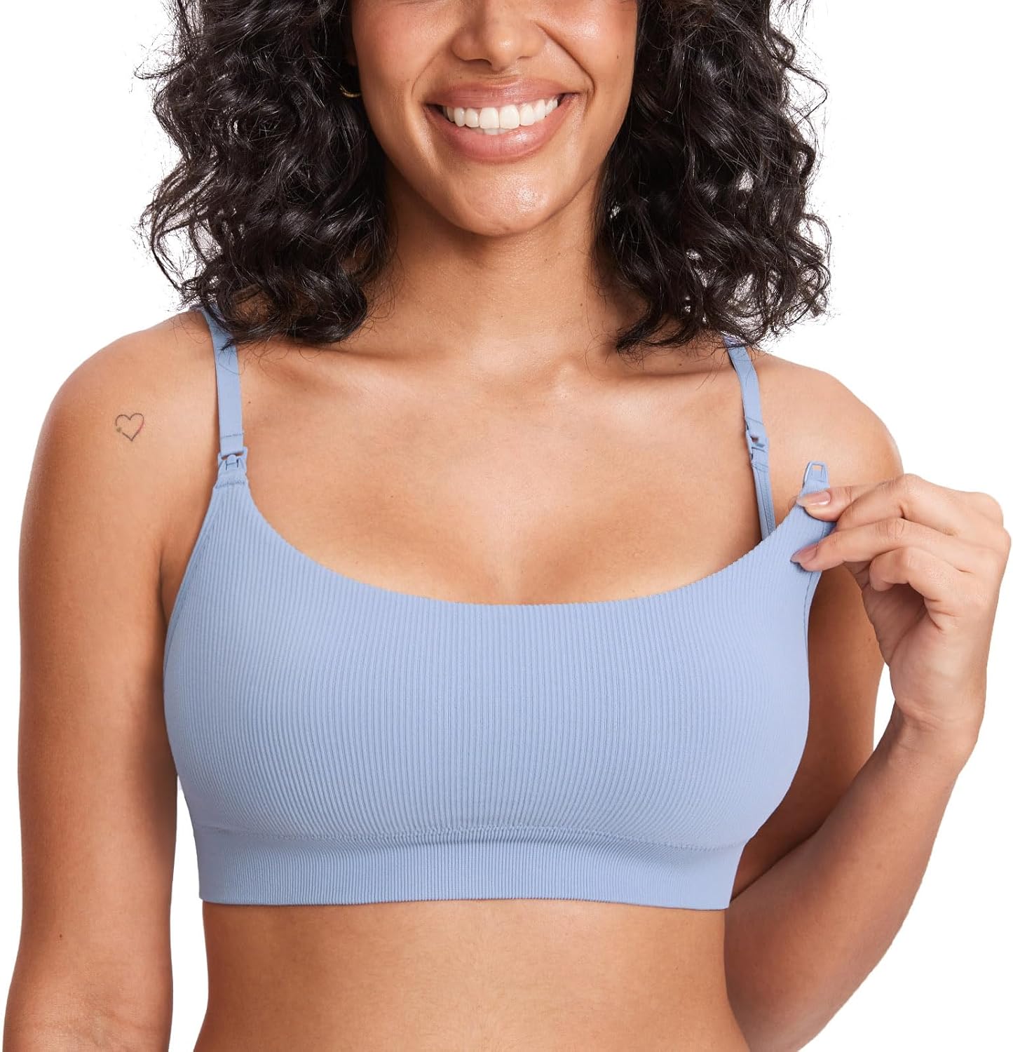 MOMANDA Ribbed Nursing Bras for Breastfeeding Support Maternity Sports Bra Wireless Seamless Sleep Bralettes