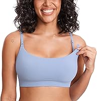 MOMANDA Ribbed Wireless Nursing Bra for Breastfeeding - Soft Seamless Maternity Sleep Bralette with One-Hand Clips