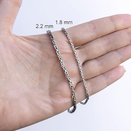 Miniatura 5 de Pulsera bizantina de plata de ley 925 para hombres y mujeres, pulsera de cadena de mano de eslabones oxidados que no se deslustra, 0.087 in, 8
