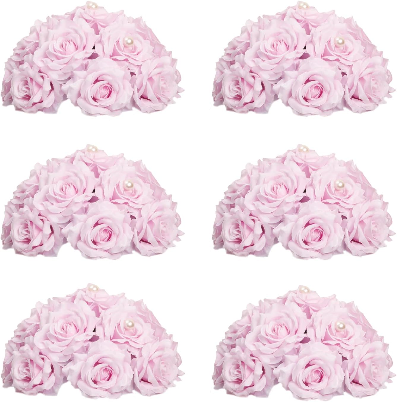 Flower Centerpieces for Wedding Tables: 6 Pcs 9.5 inch Diameter Pearl Inlaid Purple Silk Rose Artificial Flower Ball for Weddings Party Birthday Bridal Shower Decorations