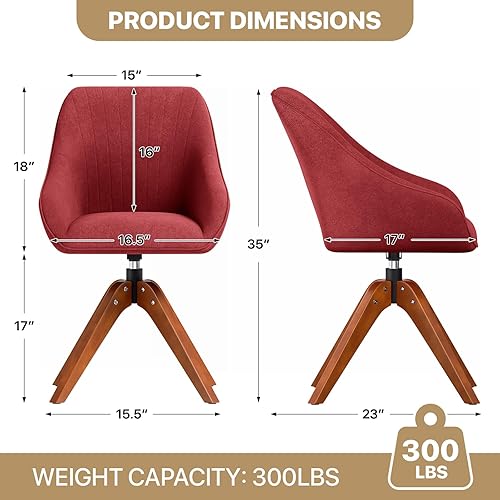 Miniatura 2 de MoNiBloom Silla de escritorio, moderna silla giratoria de mediados de siglo con patas de madera maciza, silla de escritorio de oficina en casa sin