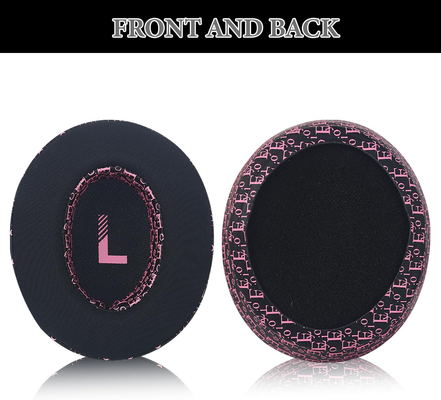 Aiivioll WH-CH710N Ear Pads Compatible with Sony WH-CH700N, WH-CH710N, WH-CH720N, ZX770BN Headphones Earpads with Ice Silk Cloth Ice Feel Gel and Memory Foam Ear Cushions (Black Pink/Print)