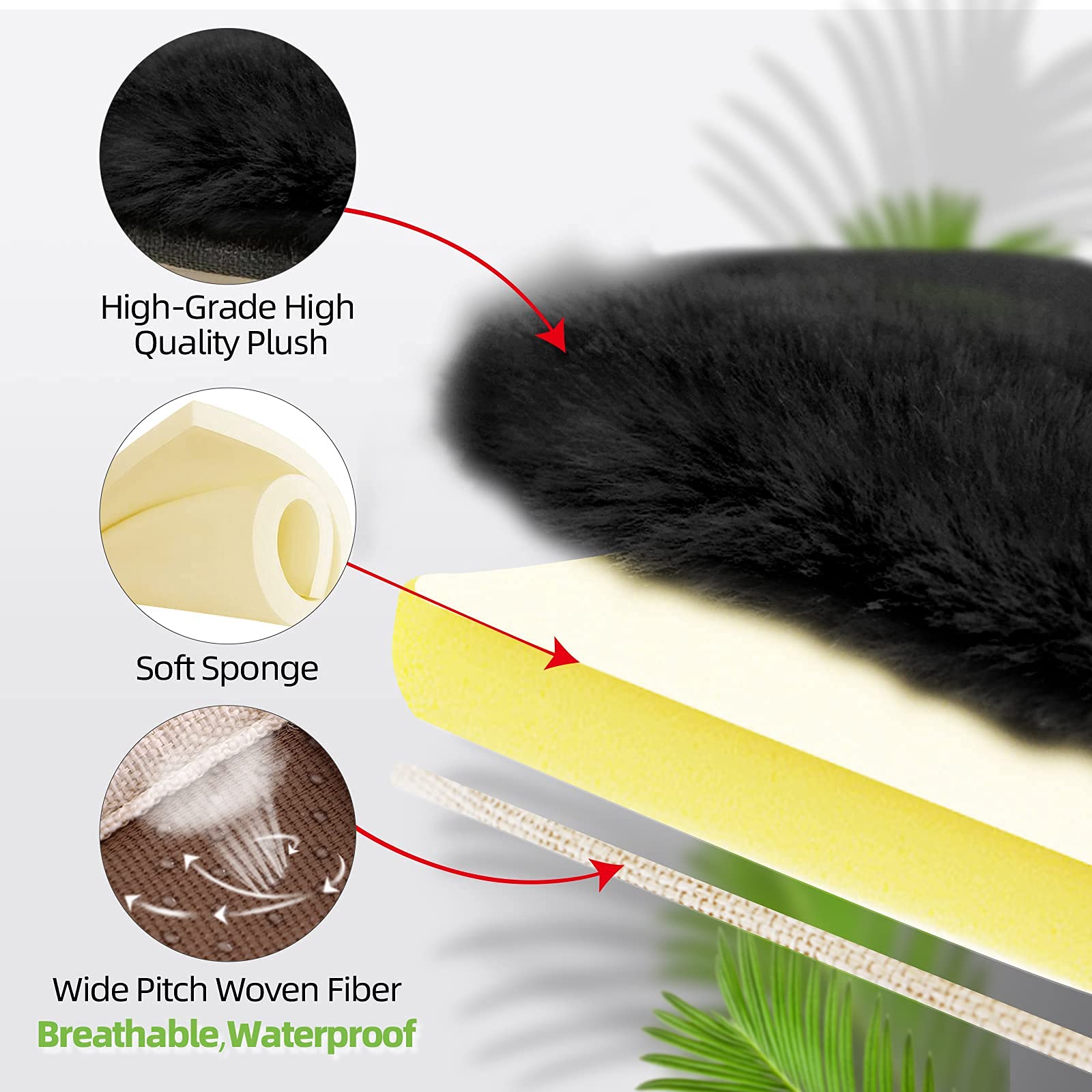 Baby Pushchair seat Liners Universal Strollers Soft Cotton Winter (Black), 1 Stück (1er Pack) - Image 4