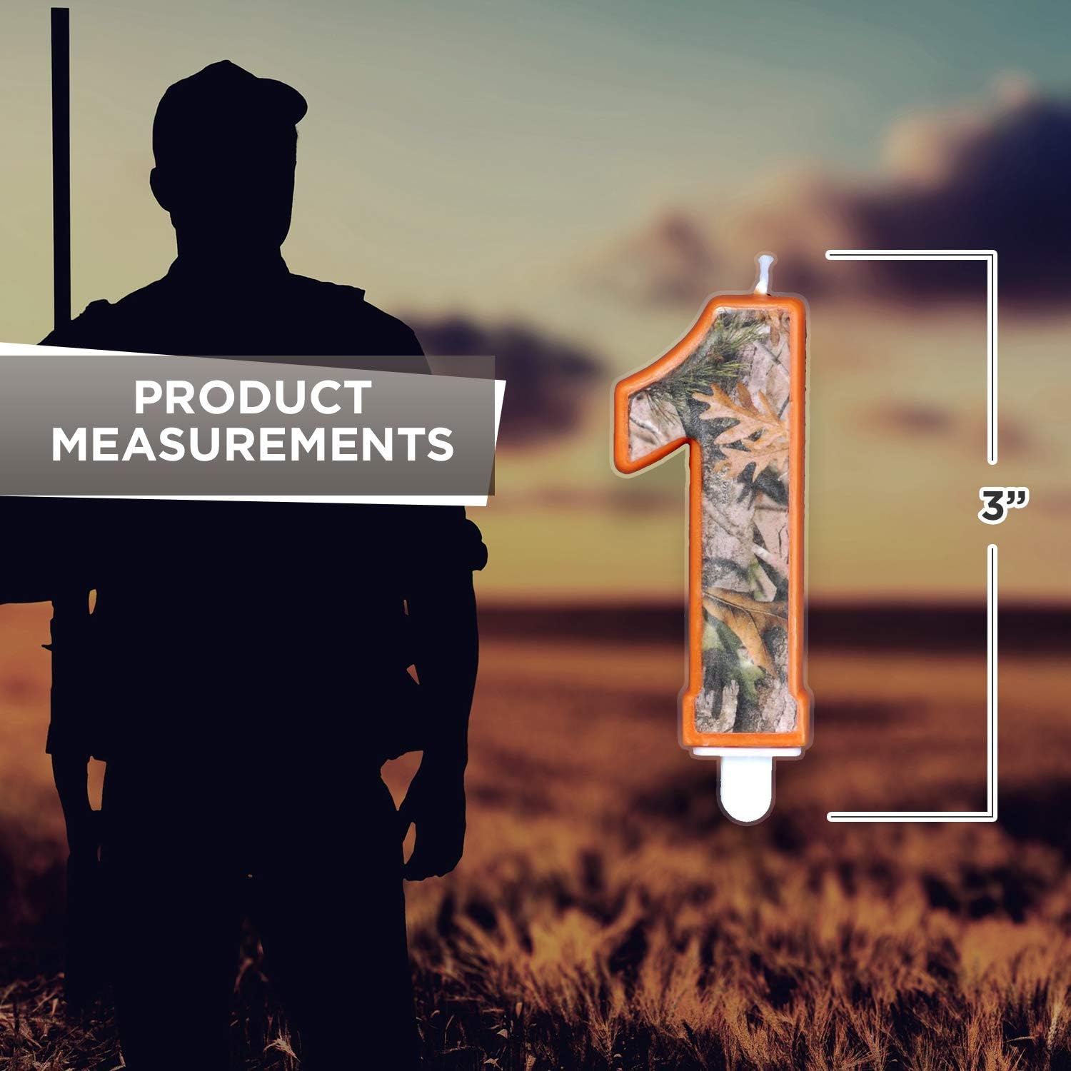Camo Birthday 3 Inch Number "1" One Candle, Next Camo Party Collection by Havercamp