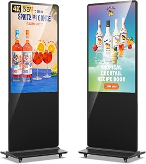 MWE 55 Inch 4K Digital Signage Display Kiosk, LCD Screen Indoor Floor Standing Advertising Displays, Android System Commercial Totem with Custom Service, Vertical Poster with Auto Media Player