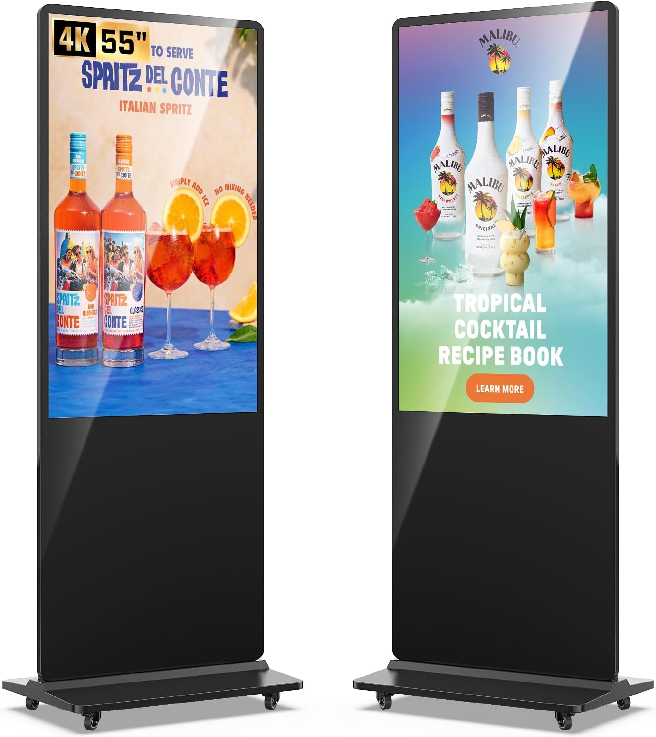 MWE 55 Inch 4K Digital Signage Display Kiosk, LCD Screen Indoor Floor Standing Advertising Displays, Android System Commercial Totem with Custom Service, Vertical Poster with Auto Media Player