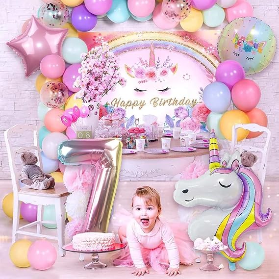 Unicorn Balloons Unicorn Birthday Party Decorations for Girls Foil Balloons Set Macaron and Rainbow Balloon Wedding Baby Shower Party Supplies (7)