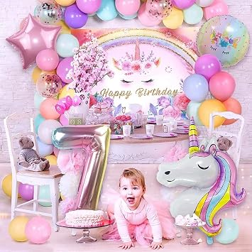 Unicorn Balloons Unicorn Birthday Party Decorations for Girls Foil Balloons Set Macaron and Rainbow Balloon Wedding Baby Shower Party Supplies (7)