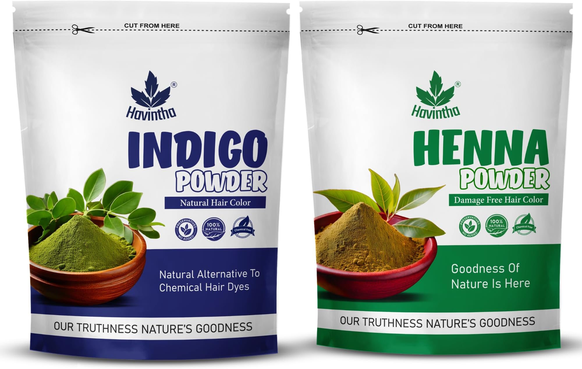 Havintha Indigo & Henna Powder (Indigofera Tinctoria) For Hair | Herbal & Nat...