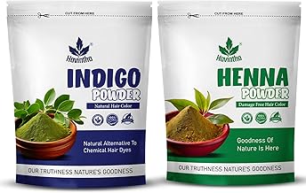 Havintha Indigo & Henna Powder (Indigofera Tinctoria) For Hair | Herbal & Natural Hair Colorant Black/Brown Hair & Beard Dye/Color | Shiny, Smoothning, Hair Growth, Conditioning, Damaged Hair - 200gm