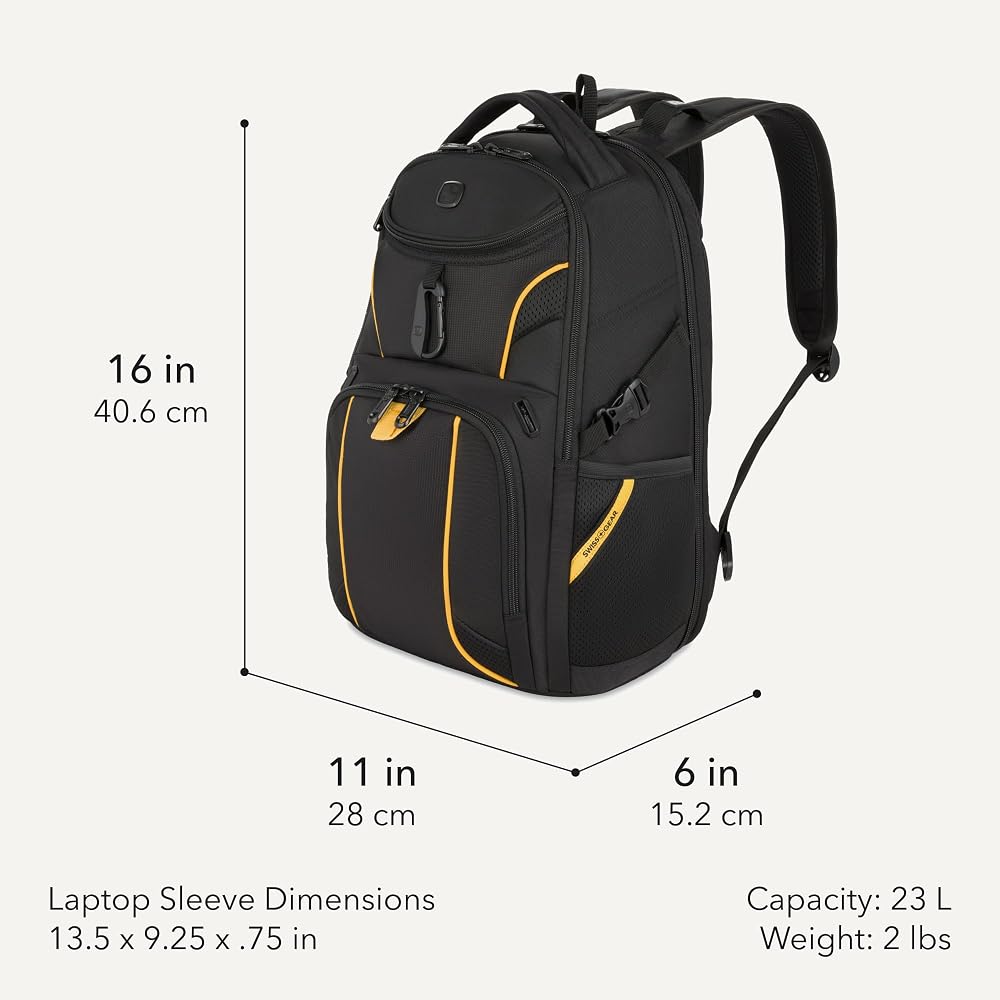 11.6 laptop backpacks Amazon.com: SwissGear 1900 Mini ScanSmart 16-Inch Backpack, Fits Up to  13-Inch Laptop, RFID Protection & ScanSmart TSA-Friendly Compartment,  Black/Yellow : Electronics