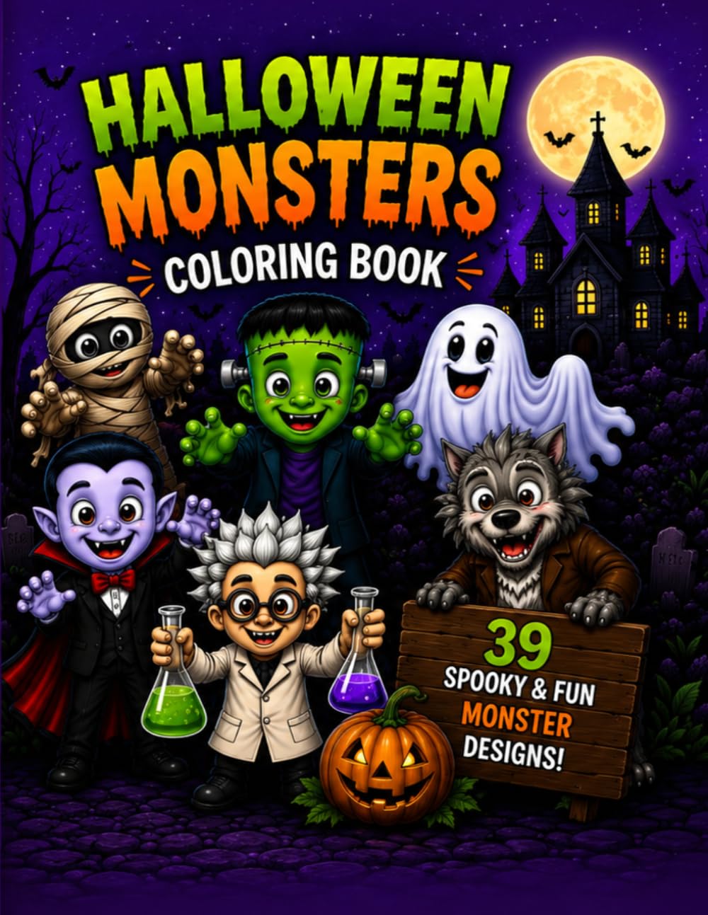Halloween Monsters Coloring Book: Cute & Spooky Halloween Coloring Pages