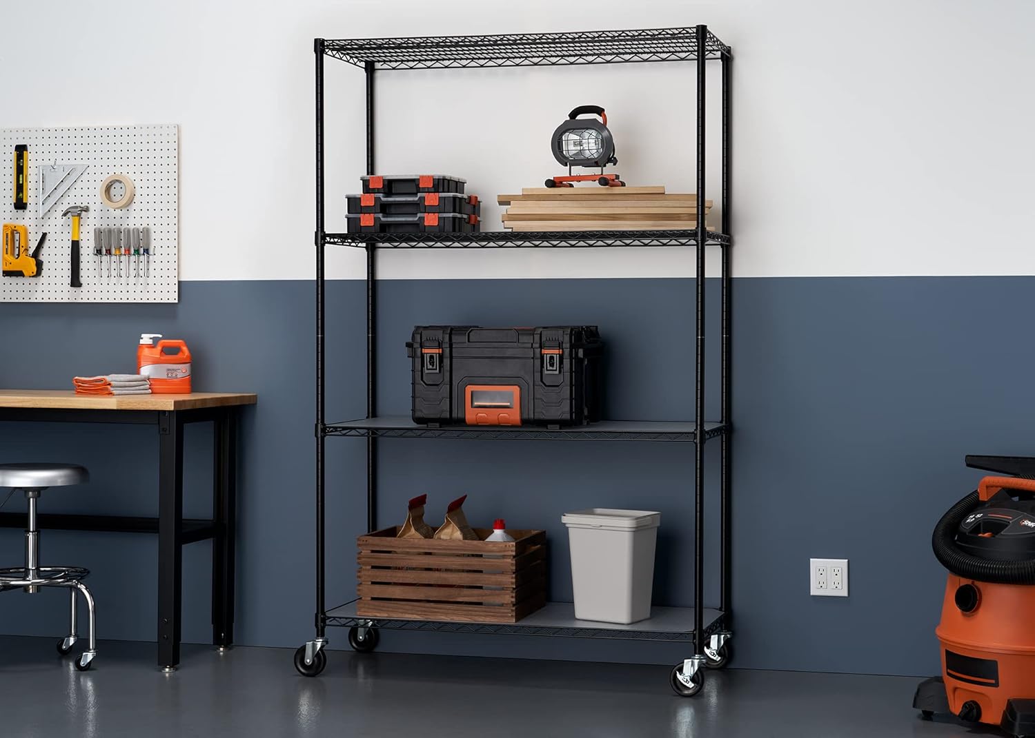 TRINITY 5Tier Heavy Duty Wire Shelving Rack, 60" X 24" X 72" NSF