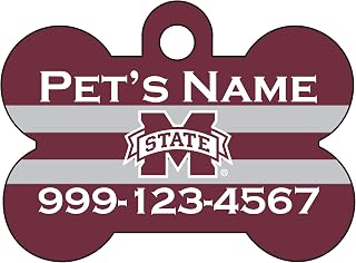 NCAA Dog Tag Pet Id Tag Personalized w/Name & Number (Mississippi State Bulldogs)