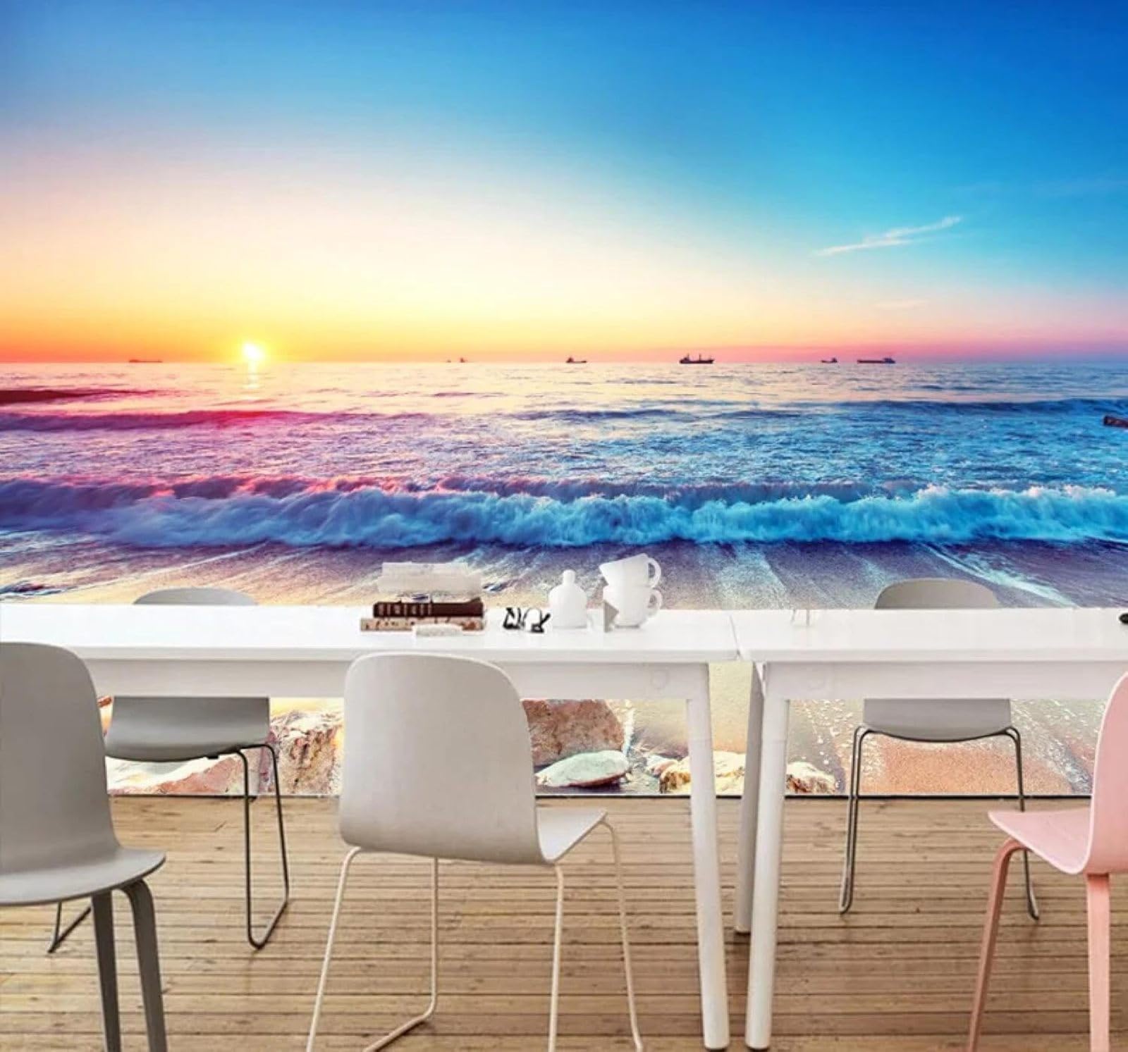 XLMING Romance Sunset Beach Coast Natural Landscape 3D Wallpaper Luxury Home Dining Decor Paste Sofa Living Room The Wall for Bedroom Mural-400cm×280cm