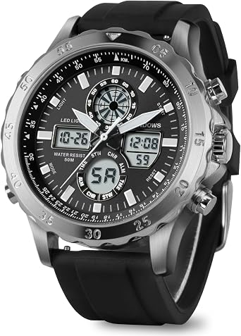 PINDOWS Men's Watch Diamond Business Dress Analog Quartz Wristwatch Luxury Waterproof Luminous Date Two-tone Stainless Steel Band Classic Fashion Men's Watch, Military