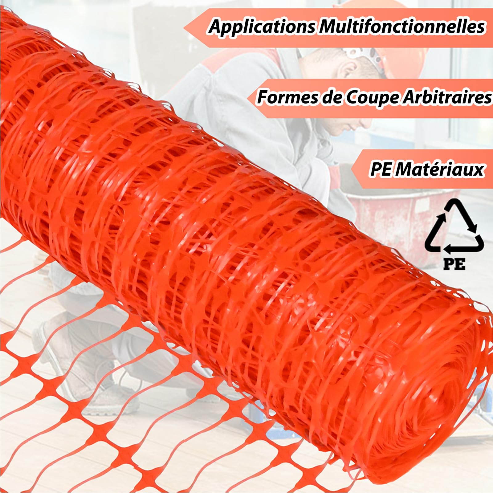 ACXIN Valla de seguridad 1 x 80 m, malla de 75 x 35 mm (largo x alto), red de aves, valla de advertencia para jardín, construcción, granja, sin flejes, naranja, 1 rollo