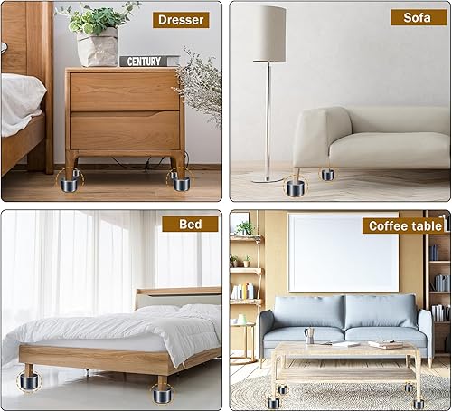 Miniatura 8 de Tocawe Elevadores de cama redondos de metal, de 2 a 3.8 pulgadas, ajustables, elevadores de cama resistentes para marco de cama, sofá y mesa,