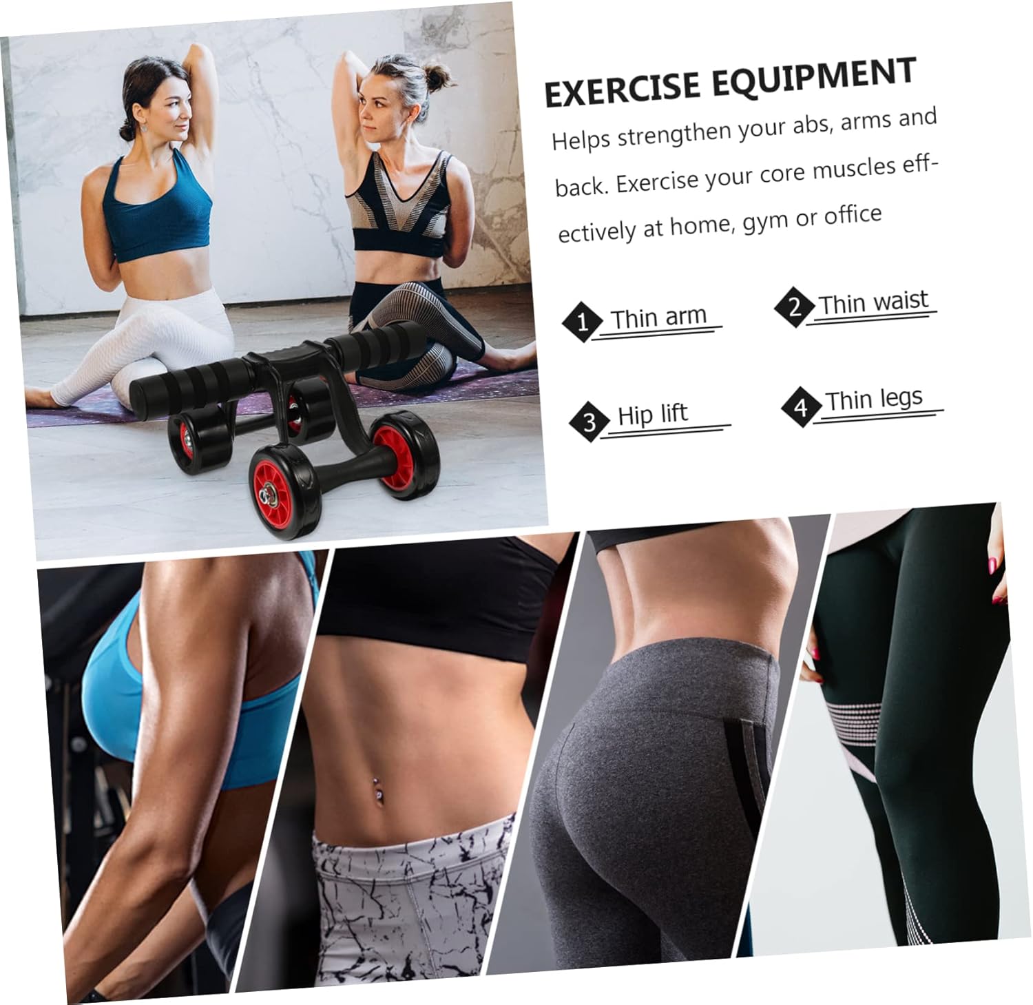 1set Four-wheel Abdominal Roller for Core Strength Training Non- Ab Exercise Equipment for Home and Gym Workouts Suitable for Beginners and Advanced Users