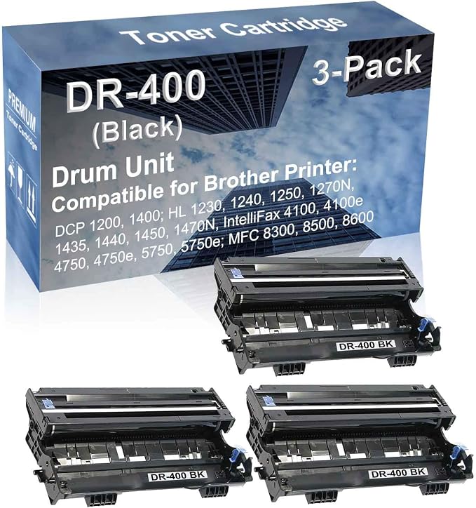 Amazon.com: Pack de 3 unidades de tambor compatibles (negro) de repuesto  para Brother DR400 (DR-400) Kit de tambor para impresora Brother MFC-8300,  MFC-8500, MFC-8600 : Productos de Oficina