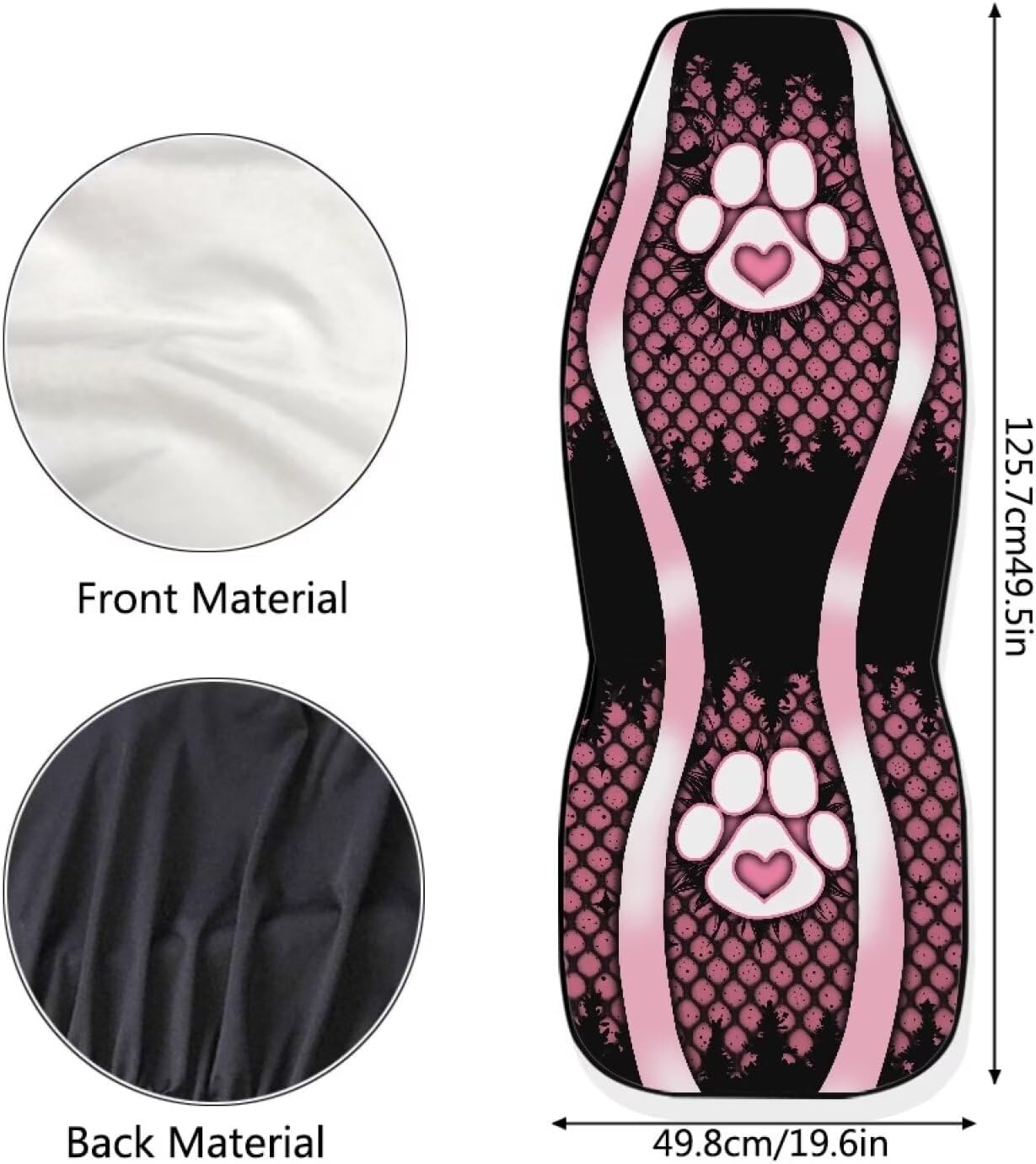 2-Set Paw Printed Car Seat Covers,Universal Front Seat Protectors Stretch Automotive Seat Covers Accessories for Car SUV Sedan Truck Vans Seat