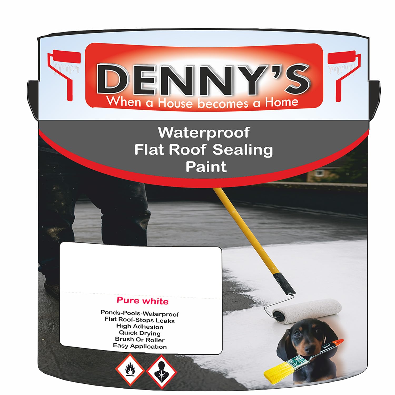 SCOOBYS PAINTS BACK IN THE MIX Chlorinated Rubber Flat Roof Paint – Waterproof Roof Sealer & Leak Repair Coating, Quick Drying, High Adhesion (Pure white, 1 Litre Tin) — image 1